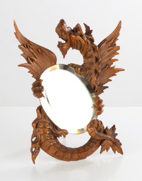 Victorian Carved Wood Dragon Dresser Mirror