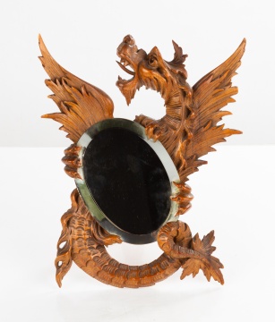 Victorian Carved Wood Dragon Dresser Mirror