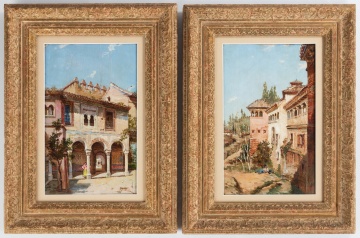 (2) Rafael Blanco Merino (Spanish, 19th century) Street Scenes
