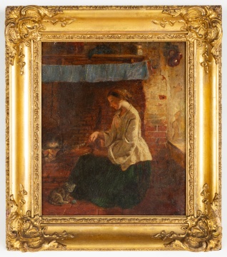 Thomas Faed (Scottish, 1826-1900) Woman Fanning Fire