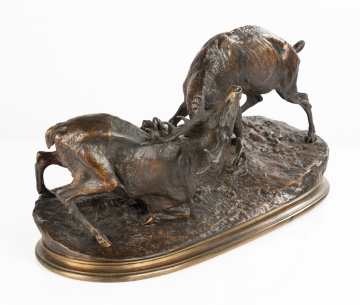 Pierre-Jules Mene (French, 1810-1879) Fighting Elk