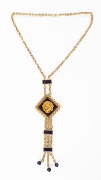 Marsh, Incan Revival, 18k Gold and Lapis Necklace
