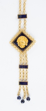 Marsh, Incan Revival, 18k Gold and Lapis Necklace