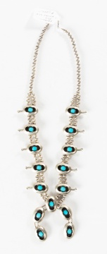 Navajo Turquoise & Silver Shadow Box Necklace