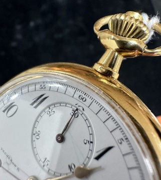 Rare Vacheron Constantin 18K Gold Quarter Repeating Chronograph Open Face Pocket Watch