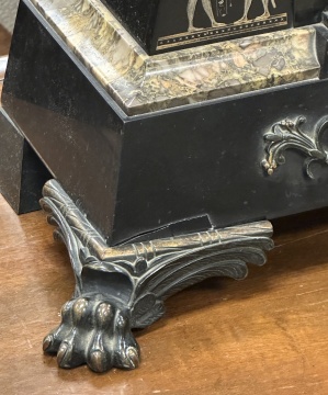 Egyptian Revival Black Marble & Bronze Mantel Clock