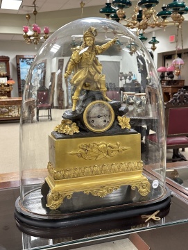 French Directoire Cast Bronze Figural Clock