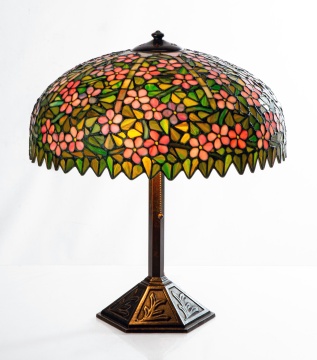 Leaded Glass Apple Blossom Lamp