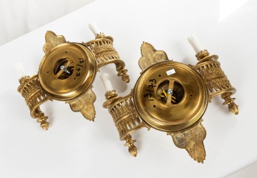 Pair of Classical Gilt Bronze Two-Light Wall Sconces