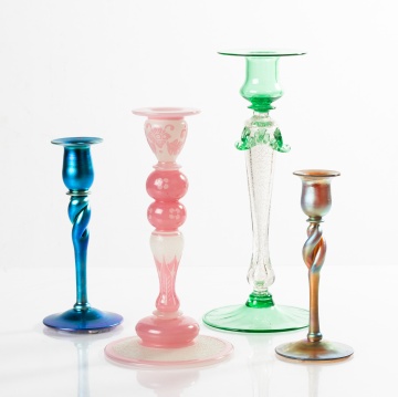 Group of Four Steuben Candlesticks