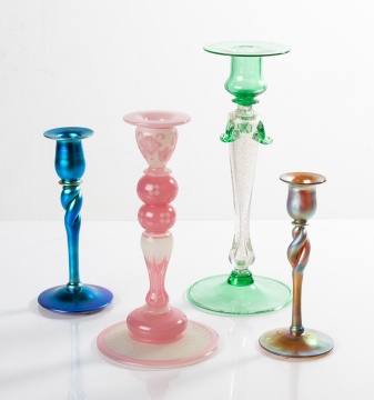 Group of Four Steuben Candlesticks