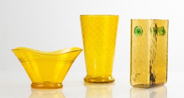 Three Steuben Amber Vases