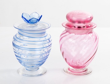 Two Steuben Covered Jars