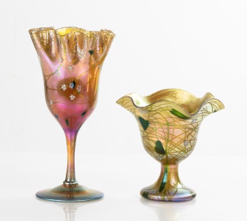 Steuben Milifiore Aurene Goblet and Vase