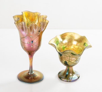 Steuben Milifiore Aurene Goblet and Vase