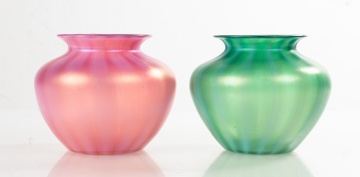 Two Steuben Oriental Poppy Vases