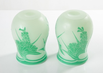 Rare Pair of Steuben Acid Cut-Back Vases