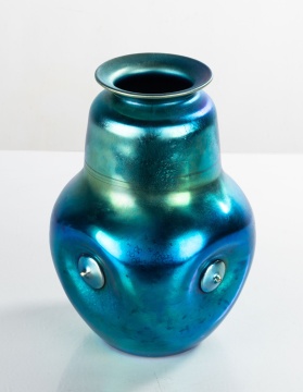 Steuben Blue Aurene Button Vase