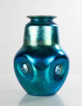 Steuben Blue Aurene Button Vase