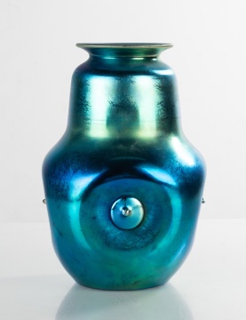 Steuben Blue Aurene Button Vase