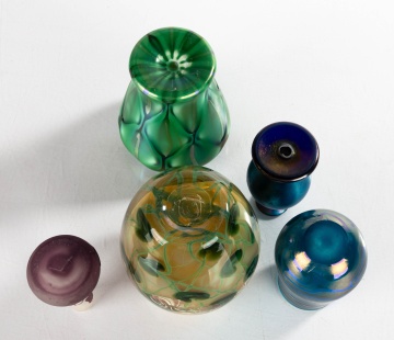 Group of Five Art Glass Vases