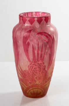 Steuben Acid Cut-Back Rose Quartz Vase