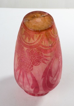 Steuben Acid Cut-Back Rose Quartz Vase