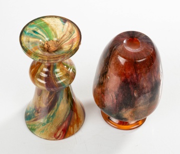 Two Rare Steuben Moss Agate Vases