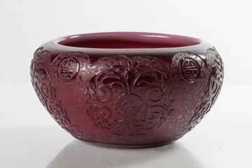 Steuben Acid Cut-Back Plum Jade Bowl