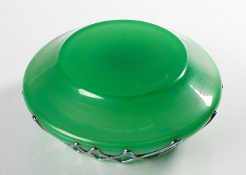 Steuben Decorated Green Jade Center Bowl