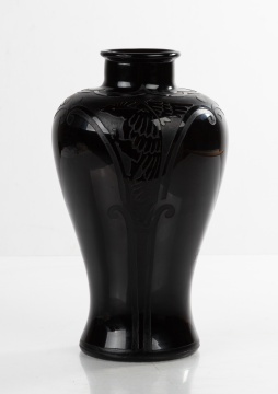 Steuben Mirror Black Acid Cut-Back Vase