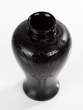 Steuben Mirror Black Acid Cut-Back Vase