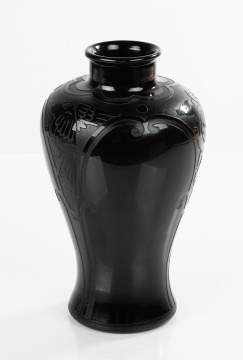 Steuben Mirror Black Acid Cut-Back Vase