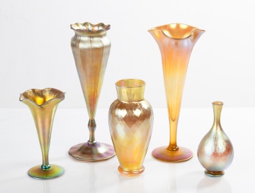 Group of Steuben Gold Aurene Vases