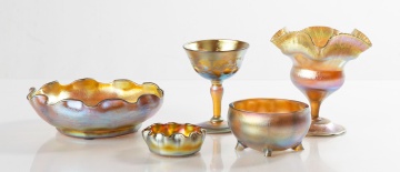 Five Tiffany Favrile Art Glass Cabinet Pieces