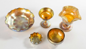 Five Tiffany Favrile Art Glass Cabinet Pieces