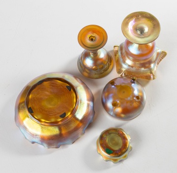 Five Tiffany Favrile Art Glass Cabinet Pieces