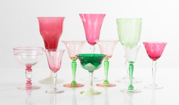 Group of Ten Steuben Goblets and Cordials