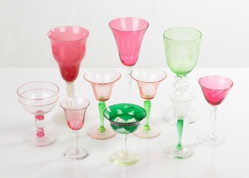 Group of Ten Steuben Goblets and Cordials