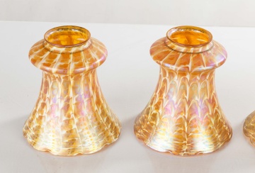 Four Quezal Art Glass Shades