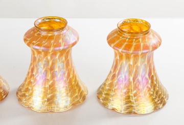 Four Quezal Art Glass Shades