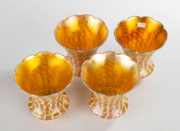 Four Quezal Art Glass Shades