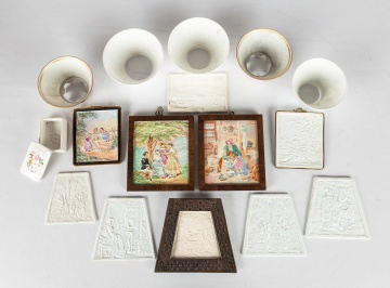 Group of Lithophane Burner Reflectors and Shades