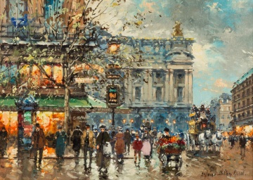 Antoine Blanchard (French, 1910-1988) "Cafe de la Paix, Place de L'Opera"