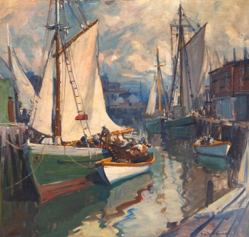 Emile A. Gruppe (American, 1896-1978) "Drying Sails"