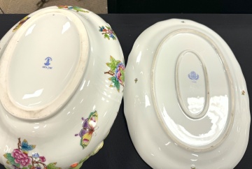 Herend Porcelain Covered Tureens and Handled Dish