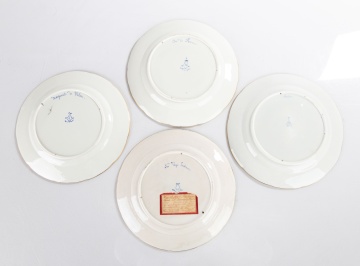 Set of Eight Sevres "Jeweled" Blue-Ground Portrait Plates