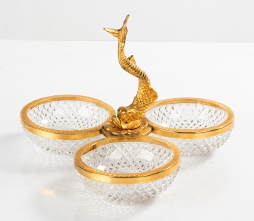 French Gilt Bronze and Cut Class Dish