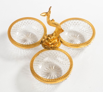 French Gilt Bronze and Cut Class Dish