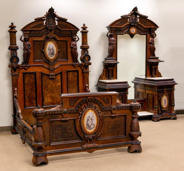 Rare & Impressive American Neo-Grec Bedroom Set, Attributed to Gustave Herter (1830-1898)